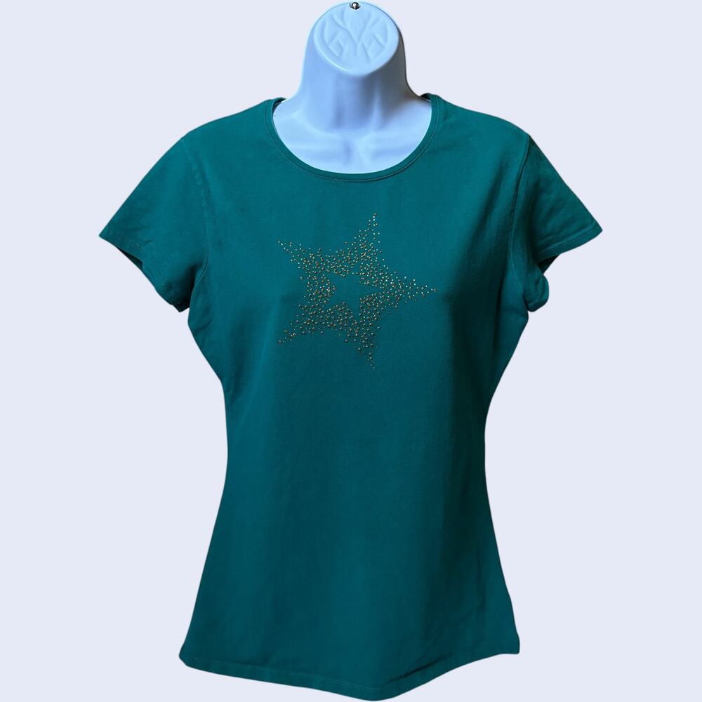 Green Source XL Casual Star Stud Graphic T-Shirt Green